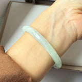 SOLD OUT: 55.9mm A-Grade Natural Light Green Jadeite Traditional Round Bangle No.152038