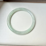 56mm A-Grade Natural Light Green Jadeite Traditional Round Bangle No.152039