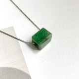 A-Grade Natural Green Jadeite Rectangle Barrel No. 172795