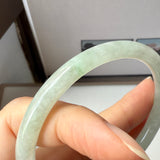 SOLD OUT: 59.4mm A-Grade Natural Light Green Jadeite Traditional Round Bangle No.152040