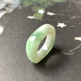 16.3mm A-Grade Natural Floral Jadeite Square Abacus Ring Band No. 161510