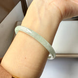 SOLD OUT: 59.4mm A-Grade Natural Light Green Jadeite Traditional Round Bangle No.152040