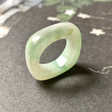 16.3mm A-Grade Natural Floral Jadeite Square Abacus Ring Band No. 161510