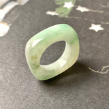 16.3mm A-Grade Natural Floral Jadeite Square Abacus Ring Band No. 161510