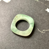 16.3mm A-Grade Natural Floral Jadeite Square Abacus Ring Band No. 161510