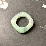 16.3mm A-Grade Natural Floral Jadeite Square Abacus Ring Band No. 161510