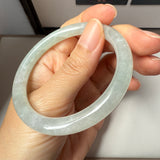 54.6mm A-Grade Natural Light Green Jadeite Traditional Round Bangle No.152041