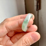 16.3mm A-Grade Natural Floral Jadeite Square Abacus Ring Band No. 161510