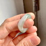16.3mm A-Grade Natural Floral Jadeite Square Abacus Ring Band No. 161510