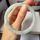 54.6mm A-Grade Natural Light Green Jadeite Traditional Round Bangle No.152041