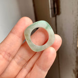 16.3mm A-Grade Natural Floral Jadeite Square Abacus Ring Band No. 161510