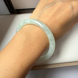 54.6mm A-Grade Natural Light Green Jadeite Traditional Round Bangle No.152041