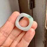 16.3mm A-Grade Natural Floral Jadeite Square Abacus Ring Band No. 161510