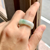 16.3mm A-Grade Natural Floral Jadeite Square Abacus Ring Band No. 161510