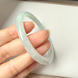 54.6mm A-Grade Natural Light Green Jadeite Traditional Round Bangle No.152042