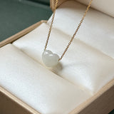 A-Grade Natural White Jadeite Heart Bean Pendant No.172893