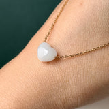 A-Grade Natural White Jadeite Heart Bean Pendant No.172893