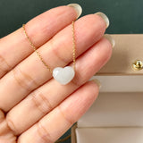 A-Grade Natural White Jadeite Heart Bean Pendant No.172893