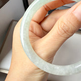 54.6mm A-Grade Natural Light Green Jadeite Traditional Round Bangle No.152042