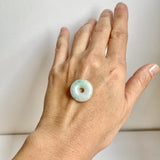 A-Grade Natural Moss On Snow Jadeite Donut No.172799