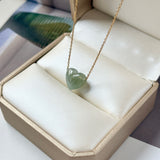 A-Grade Natural Green Yellow Jadeite Heart Bean Pendant No.172894