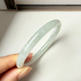 54.4mm A-Grade Natural Light Green Jadeite Traditional Round Bangle No.152043