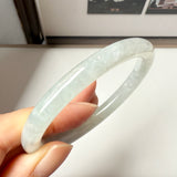 54.4mm A-Grade Natural Light Green Jadeite Traditional Round Bangle No.152043