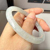 54.4mm A-Grade Natural Light Green Jadeite Traditional Round Bangle No.152043