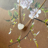 A-Grade Natural White Jadeite Heart Bean Pendant No.172895