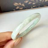 SOLD OUT: 52.8mm A-Grade Natural Light Green Jadeite Traditional Round Bangle No.152044