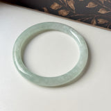 52.9mm A-Grade Natural Light Green Jadeite Traditional Round Bangle No.152046