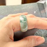 19.2mm A-Grade Natural Floral Jadeite Abacus Ring Band No.161663