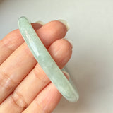 52.9mm A-Grade Natural Light Green Jadeite Traditional Round Bangle No.152046