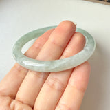 52.9mm A-Grade Natural Light Green Jadeite Traditional Round Bangle No.152046