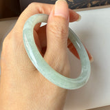 52.9mm A-Grade Natural Light Green Jadeite Traditional Round Bangle No.152046