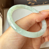 52.9mm A-Grade Natural Light Green Jadeite Traditional Round Bangle No.152046