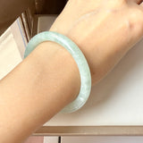 52.9mm A-Grade Natural Light Green Jadeite Traditional Round Bangle No.152046