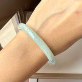52.9mm A-Grade Natural Light Green Jadeite Traditional Round Bangle No.152046
