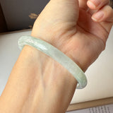 52.9mm A-Grade Natural Light Green Jadeite Traditional Round Bangle No.152046