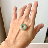 A-Grade Natural Dark Greenish Yellow Jadeite Donut No.172807