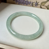 54.4mm A-Grade Natural Light Green Jadeite Traditional Round Bangle No.152047