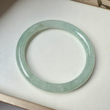 54.4mm A-Grade Natural Light Green Jadeite Traditional Round Bangle No.152047