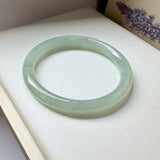 54.4mm A-Grade Natural Light Green Jadeite Traditional Round Bangle No.152047