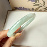 54.4mm A-Grade Natural Light Green Jadeite Traditional Round Bangle No.152047