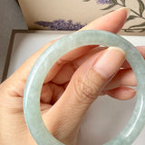 54.4mm A-Grade Natural Light Green Jadeite Traditional Round Bangle No.152047