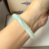 54.4mm A-Grade Natural Light Green Jadeite Traditional Round Bangle No.152047