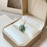 A-Grade Green Floral Imperial Green Jadeite Donut Bamboo Pendant (Dual Gold Tone) No.172898
