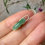 A-Grade Green Floral Imperial Green Jadeite Donut Bamboo Pendant (Dual Gold Tone) No.172898