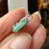 A-Grade Green Floral Imperial Green Jadeite Donut Bamboo Pendant (Dual Gold Tone) No.172899