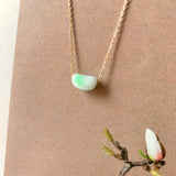 A-Grade Natural Moss On Snow Jadeite Jelly Bean Pendant No.172828